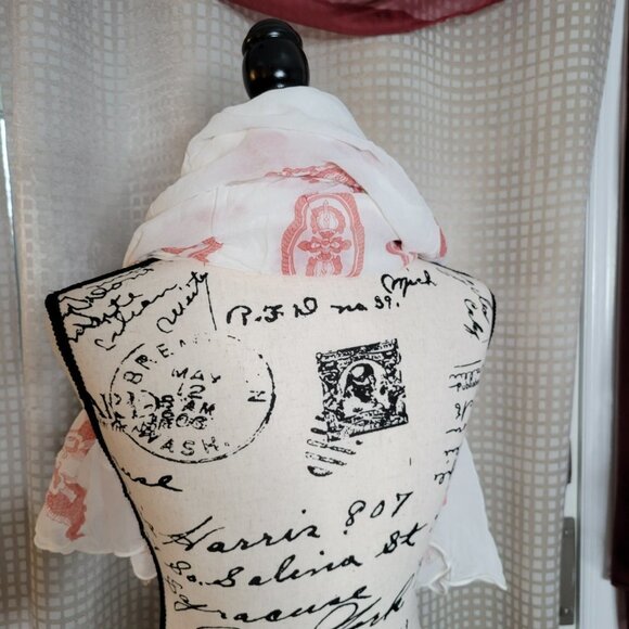 Turtle Beach Designs White Scarf with Beads accent on Trim - Picture 3 of 11